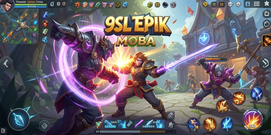 Tangkapan layar gameplay 9SL menampilkan aksi pertarungan tim yang seru.