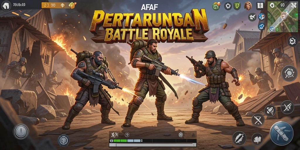 Tangkapan layar AFAF menampilkan aksi Battle Royale yang menegangkan.