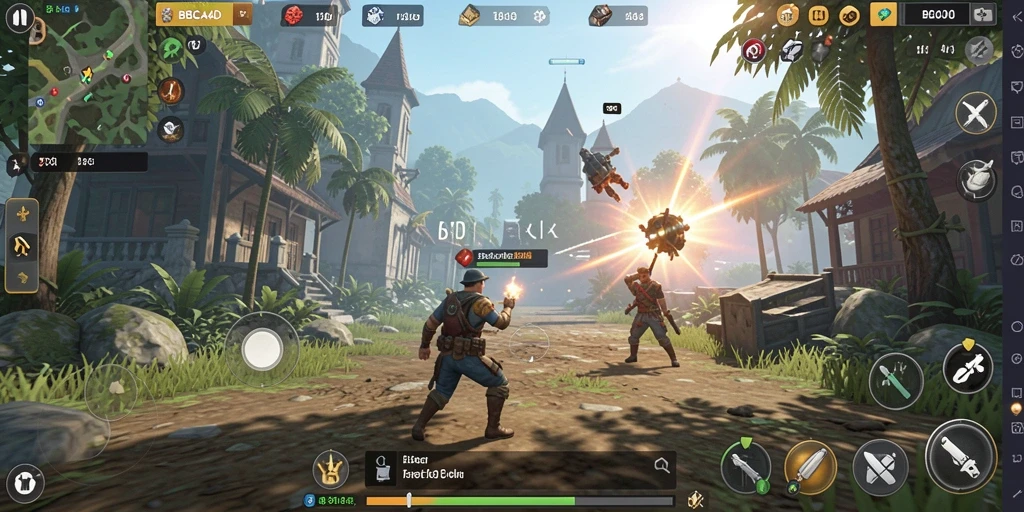 Screenshot menampilkan pertempuran taktis dalam gameplay BBCA4D.