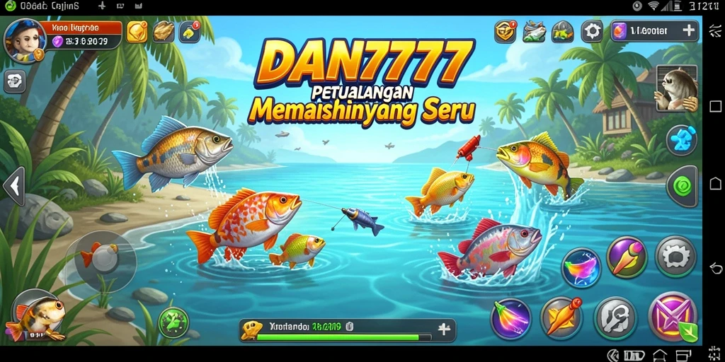 Screenshot gameplay DAN777 yang menunjukkan keseruan memancing.