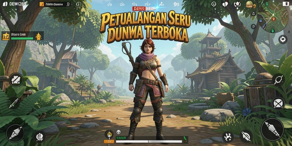 Tampilan gameplay DEWI288 yang penuh aksi dan petualangan.