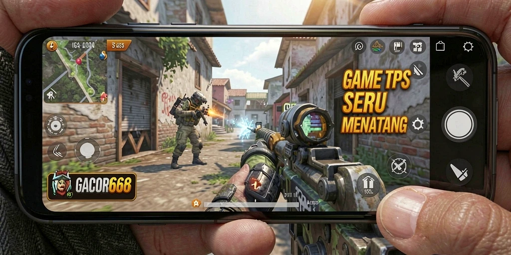 Screenshot GACOR668 menampilkan momen aksi intens dalam gameplay TPS.
