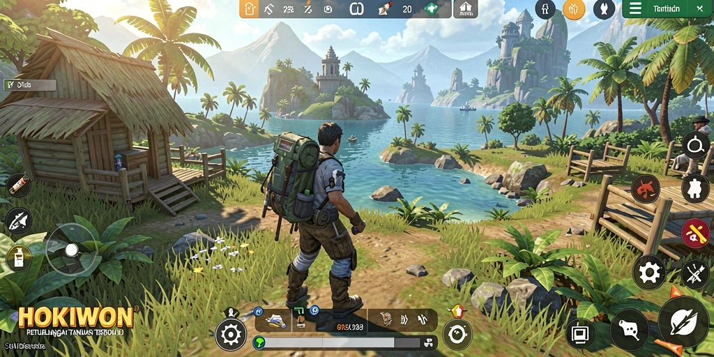 Gameplay HOKIWON yang memukau di dunia terbuka yang lush.
