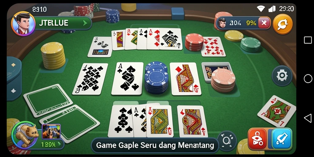 Screenshot gameplay JTBLUE yang menarik dan menantang dalam Gaple.