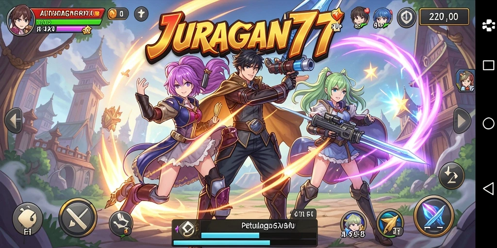 Tampilan gameplay menawan dari JURAGAN77 dengan karakter Anime yang menarik.