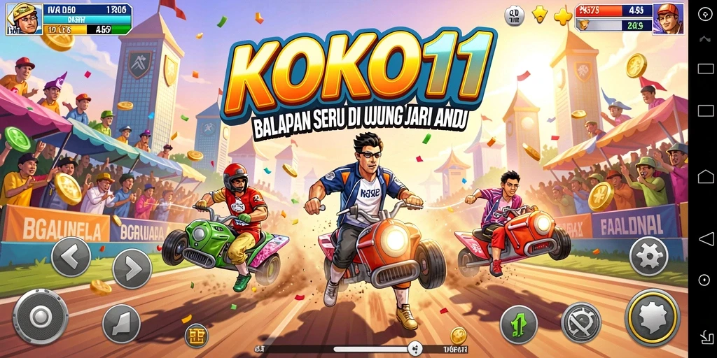 Gameplay Racing KOKO11 dengan tampilan menarik dan mobil beragam.