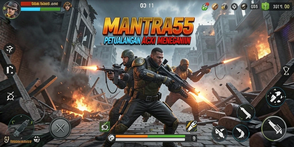 Tampilan gameplay dari MANTRA55 yang menegangkan dan seru.