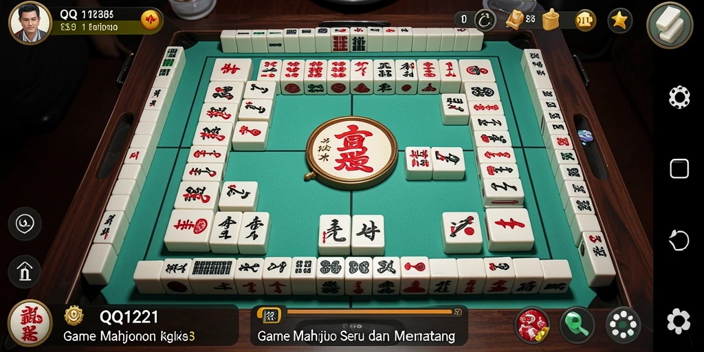 Tampilan utama gameplay QQ1221 yang menampilkan strategi Mahjong.