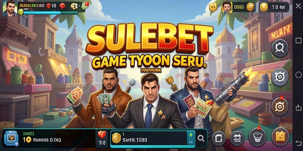 Screenshot gameplay SULEBET menunjukkan manajemen bisnis yang dinamis.