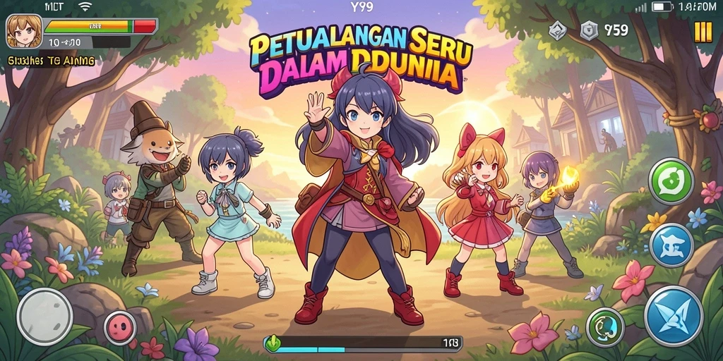 Tampilan gameplay Y89 yang penuh warna dan aksi anime.